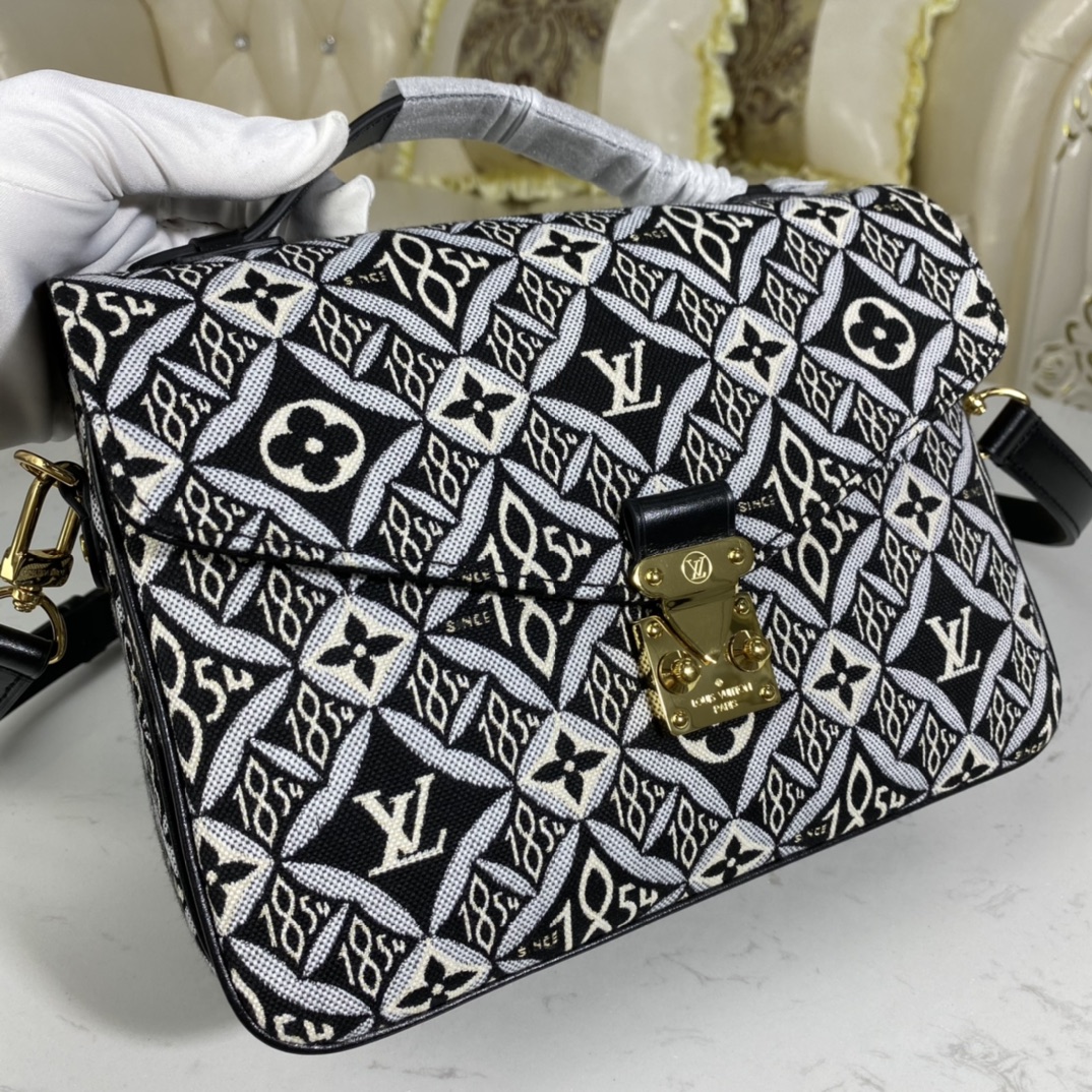 Louis Vuitton SINCE 1854 POCHETTE METIS Handbag Jacquard M57272 Grey